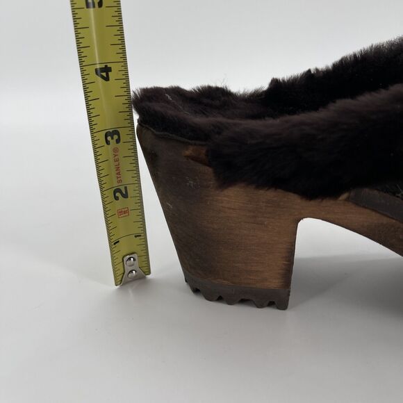 Tessa Swedish Clogs Womens‎ 40 Mountain Sole Cow Shearling Animal Print Colorado - Picture 8 of 12